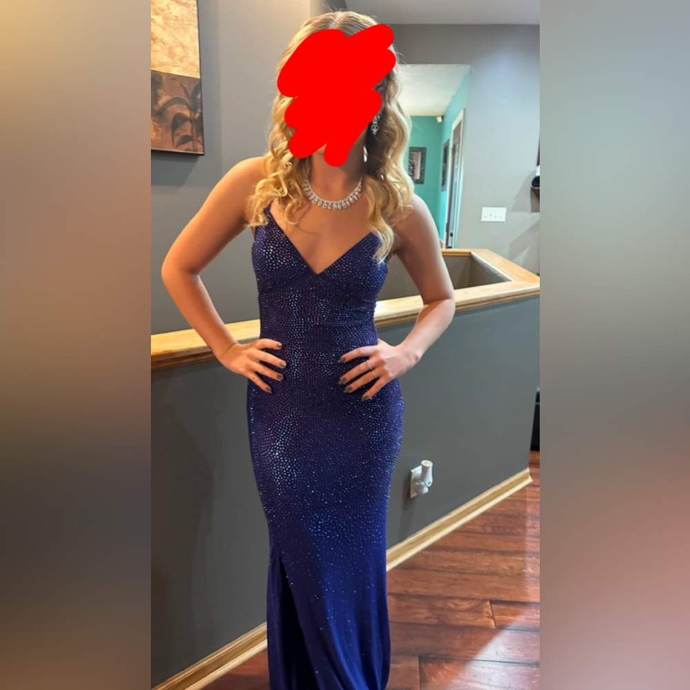 Blue sequin Windsor prom dress